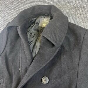 H&M‎ L.O.G.G. Men's Wool Blend Peacoat Black Size Small Double Breasted Jacket